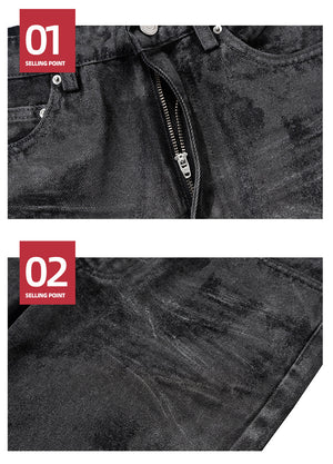 Hand Brushed Black Flared Jeans , - Streetwear - Slick Street