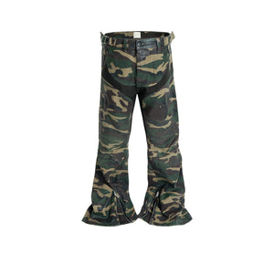 Splicing Camo Wide Leg Flared Pants Camouflage, XS - Streetwear - Slick Street