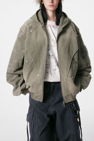 Heavy Washed Distressed Jacket , - Streetwear - Slick Street
