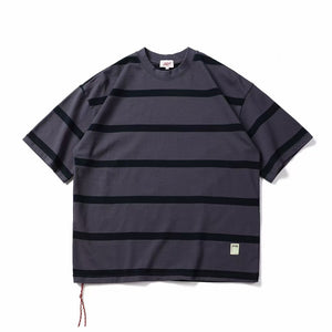 Retro Heavyweight Striped Cotton Tee Purple Black Stripes, XXS - Streetwear T-Shirts - Slick Street