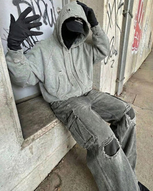 Ghost Distressed Hoodie , - Streetwear Hoodie - Slick Street