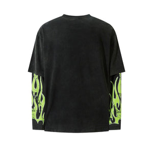 Green Flame '88' Long Sleeve Tee , - Streetwear - Slick Street