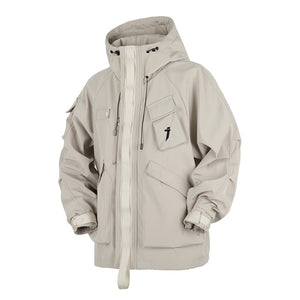 Night Industry Urban Techwear Jacket Khaki, XS - Streetwear Jacket - Slick Street