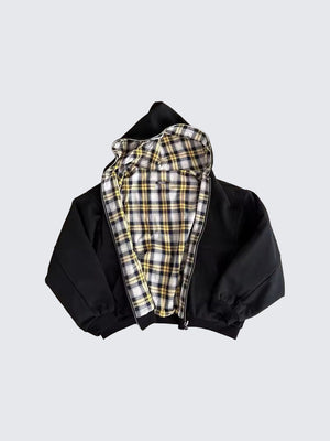 Plaid Reversible Zip Hoodie Black/Yellow, S - Streetwear Hoodie - Slick Street