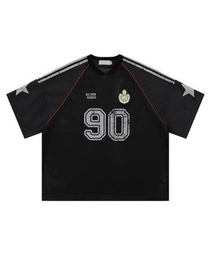 Retro 90's Star Graffiti Mesh Football Tee , - Streetwear T-Shirts - Slick Street