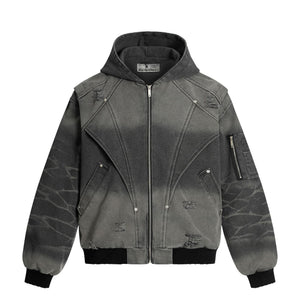 Heavy Washed Distressed Jacket , - Streetwear - Slick Street