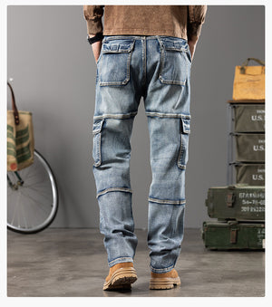 Denim Cargo Pants Jeans , - Streetwear Jeans - Slick Street