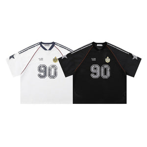 Retro 90's Star Graffiti Mesh Football Tee , - Streetwear T-Shirts - Slick Street