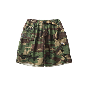 Red Solitude Outdoor Camo Drawstring Cargo Shorts Army Camo, XS - Streetwear Shorts - Slick Street