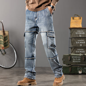 Denim Cargo Pants Jeans , - Streetwear Jeans - Slick Street