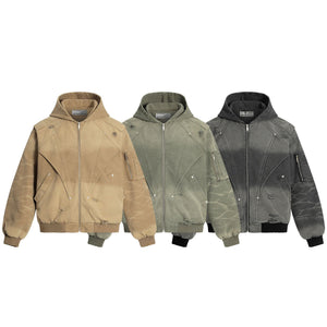 Heavy Washed Distressed Jacket , - Streetwear - Slick Street