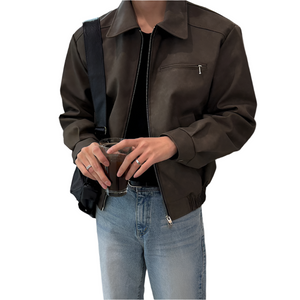 American Retro Leather Jacket , - Streetwear Jacket - Slick Street