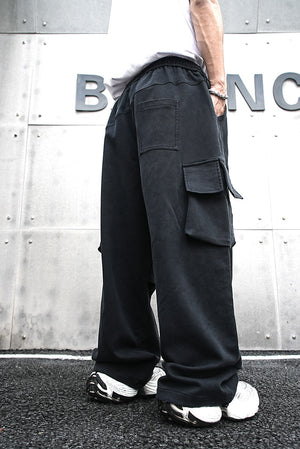 Baggy Cotton Black Cargo Pants , - Streetwear - Slick Street