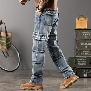 Denim Cargo Pants Jeans , - Streetwear Jeans - Slick Street