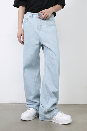Light Blue Straight Leg Jeans , - Streetwear Jeans - Slick Street
