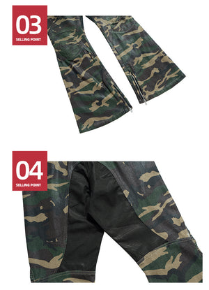 Splicing Camo Wide Leg Flared Pants , - Streetwear - Slick Street
