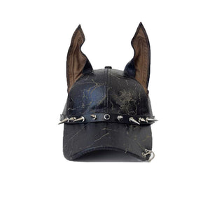 Punk Doberman Ears Leather Baseball Cap A02, - Streetwear Cap - Slick Street