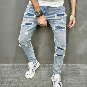 Distressed HighStreet Blue Skinny Jeans , - Streetwear Jeans - Slick Street