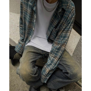 Distressed Plaid Flannel Shirt , - Streetwear Shirt - Slick Street