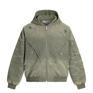 Heavy Washed Distressed Jacket , - Streetwear - Slick Street