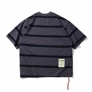 Retro Heavyweight Striped Cotton Tee , - Streetwear T-Shirts - Slick Street