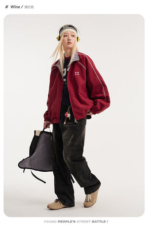Retro Varsity Plaid Stand Collar Jacket , - Streetwear Jacket - Slick Street