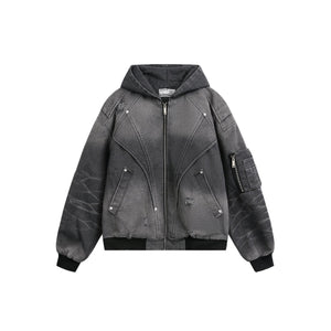 Heavy Washed Distressed Jacket , - Streetwear - Slick Street