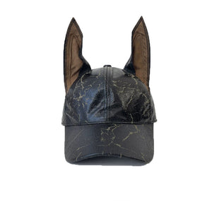 Punk Doberman Ears Leather Baseball Cap A01, - Streetwear Cap - Slick Street