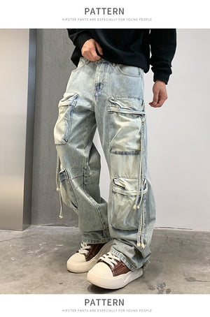 Multi Pocket Sky Blue Cargo Pants , - Streetwear Cargo Pants - Slick Street