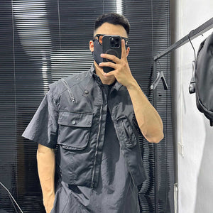Multi Pocket Black Vest Jacket , - Streetwear - Slick Street
