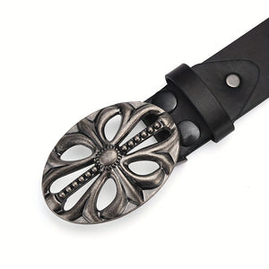 Punk Skull Studded Black Leather Belt , - Streetwear Accessories - Slick Street