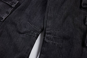 Washed Black Vintage Straight Leg Cargo Jeans , - Streetwear - Slick Street