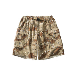 Red Solitude Outdoor Camo Drawstring Cargo Shorts Khaki Camo, XS - Streetwear Shorts - Slick Street