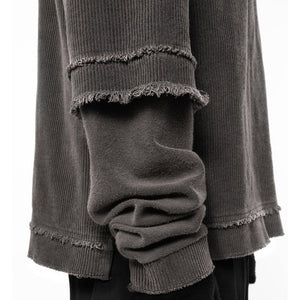 Double Layered 'Abyss' Washed Sweatshirt , - Streetwear Sweatshirts - Slick Street