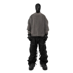 Double Layered 'Abyss' Washed Sweatshirt , - Streetwear Sweatshirts - Slick Street