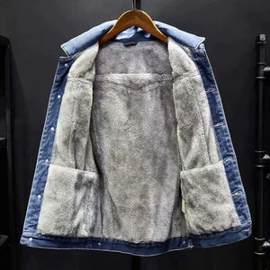 Velvet Thicken Denim Jacket , - Streetwear Jacket - Slick Street