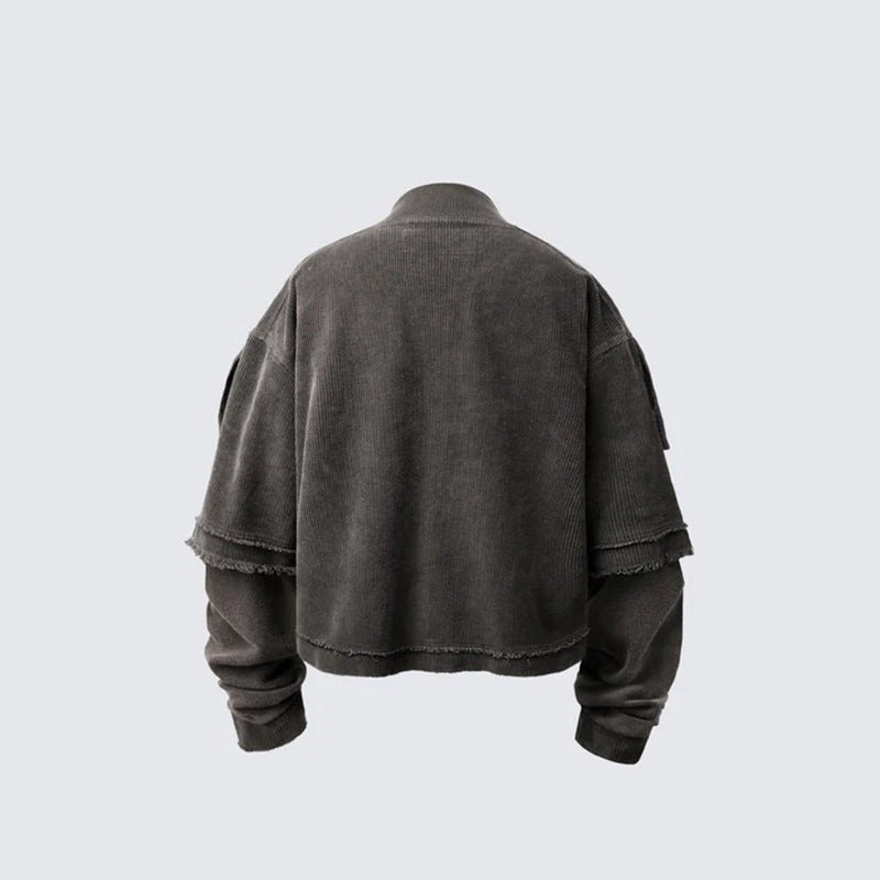 Double Layered 'Abyss' Washed Sweatshirt , - Streetwear Sweatshirts - Slick Street