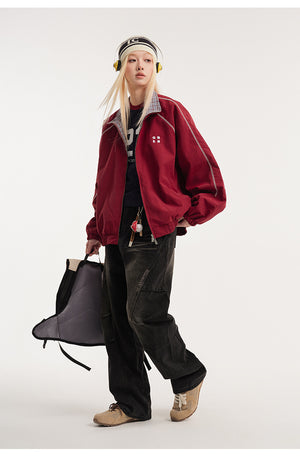 Retro Varsity Plaid Stand Collar Jacket , - Streetwear Jacket - Slick Street
