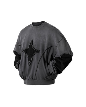 Structure Stitched 'Edge Star' Sweatshirt , - Streetwear Sweatshirts - Slick Street