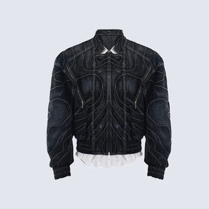 Onyx Denim Bomber Jacket Black, S - Streetwear Jackets - Slick Street