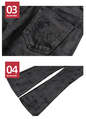 Hand Brushed Black Flared Jeans , - Streetwear - Slick Street