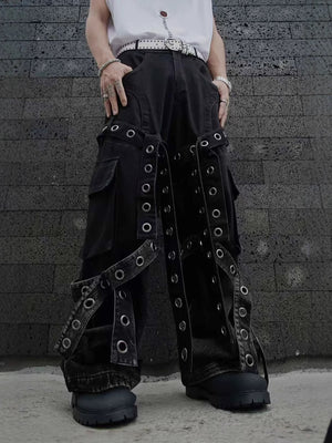 Heavy Punk Wide-Leg Pants , - Streetwear Pants - Slick Street
