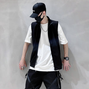 Lightweight Cotton Black Gilet Vest , - Streetwear Vest - Slick Street
