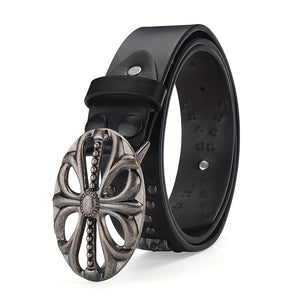 Punk Skull Studded Black Leather Belt , - Streetwear Accessories - Slick Street