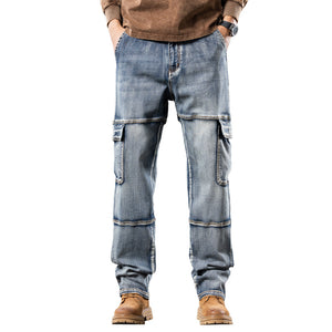 Denim Cargo Pants Jeans , - Streetwear Jeans - Slick Street