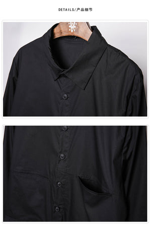 Black Long Overshirt Jacket , - Streetwear Jackets - Slick Street