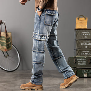 Denim Cargo Pants Jeans Blue, 28 - Streetwear Jeans - Slick Street
