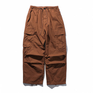 Loose Fit Cotton Baggy Cargo Pants Brown, XS - Streetwear Cargo Pants - Slick Street