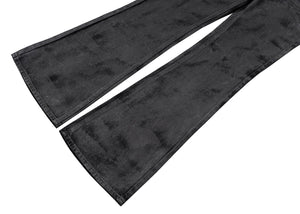 Hand Brushed Black Flared Jeans , - Streetwear - Slick Street