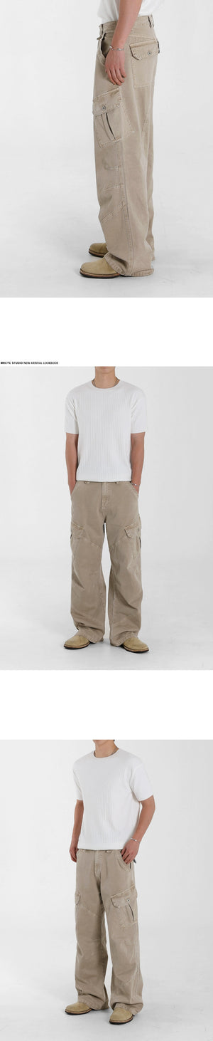 Retro Washed Relaxed Khaki Jeans , - Streetwear Jeans - Slick Street